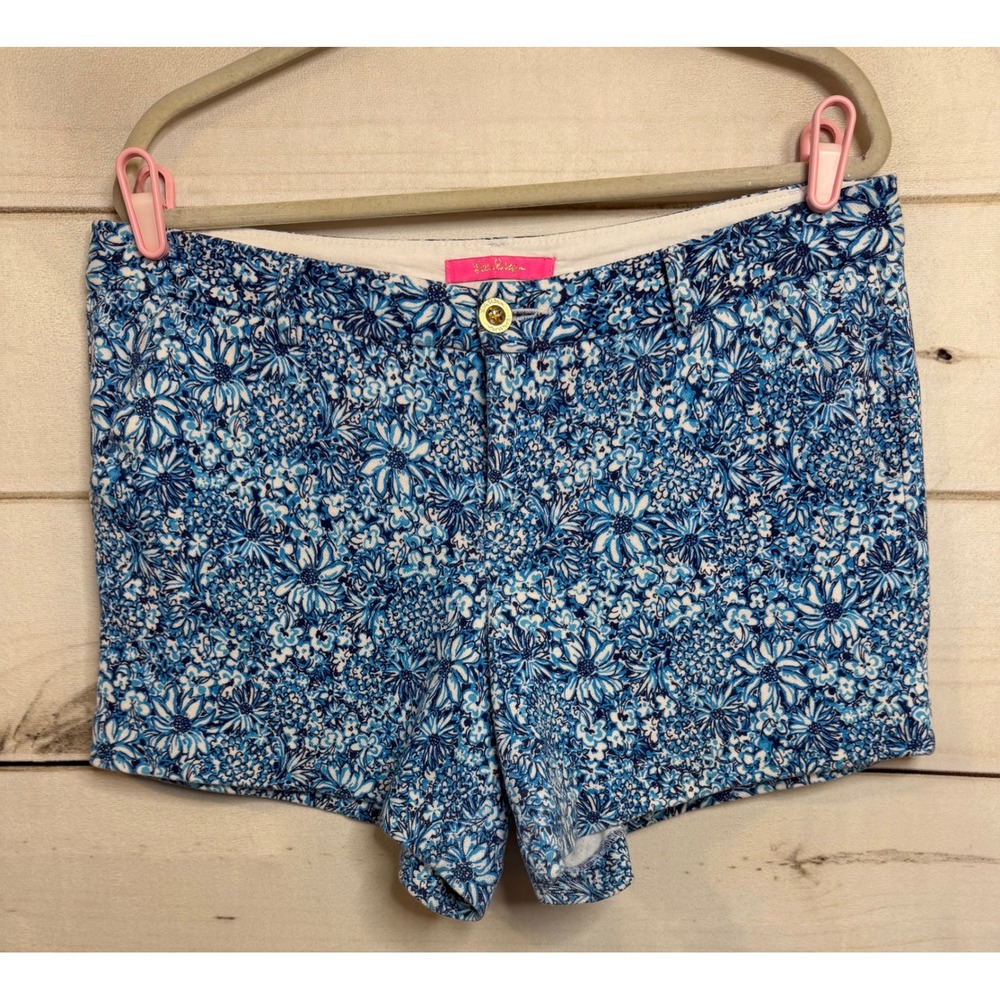 Lilly Pulitzer Callahan Shorts Blue White Floral Womens Size 12 Style 005699